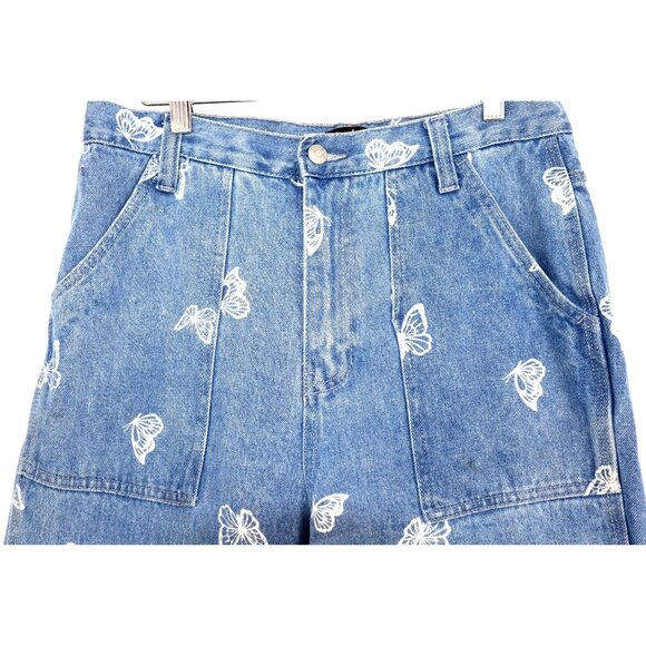 Simple Society Butterfly Jeans Baggy High Rise Print Y2K Soft Girl Coquette - Picture 8 of 12